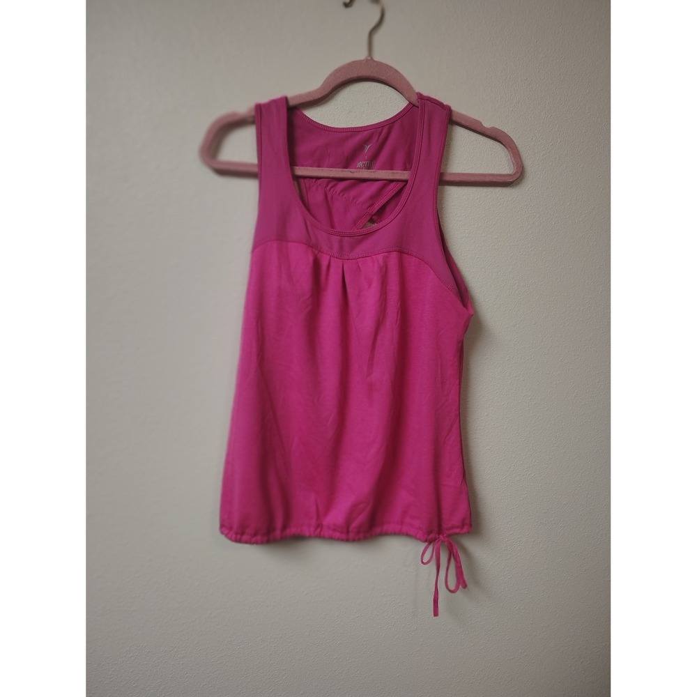Old Navy Active Pink Racerback Tank Top Drawstring Hem Cutout‎ Back Womens Small